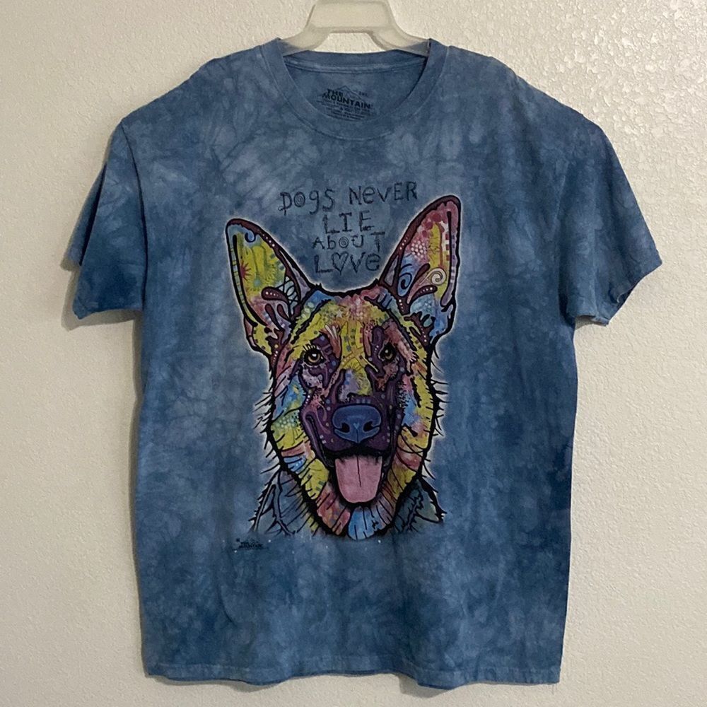 THE MOUNTAIN Tie Dye T Shirt with Dog Print Size 2XL